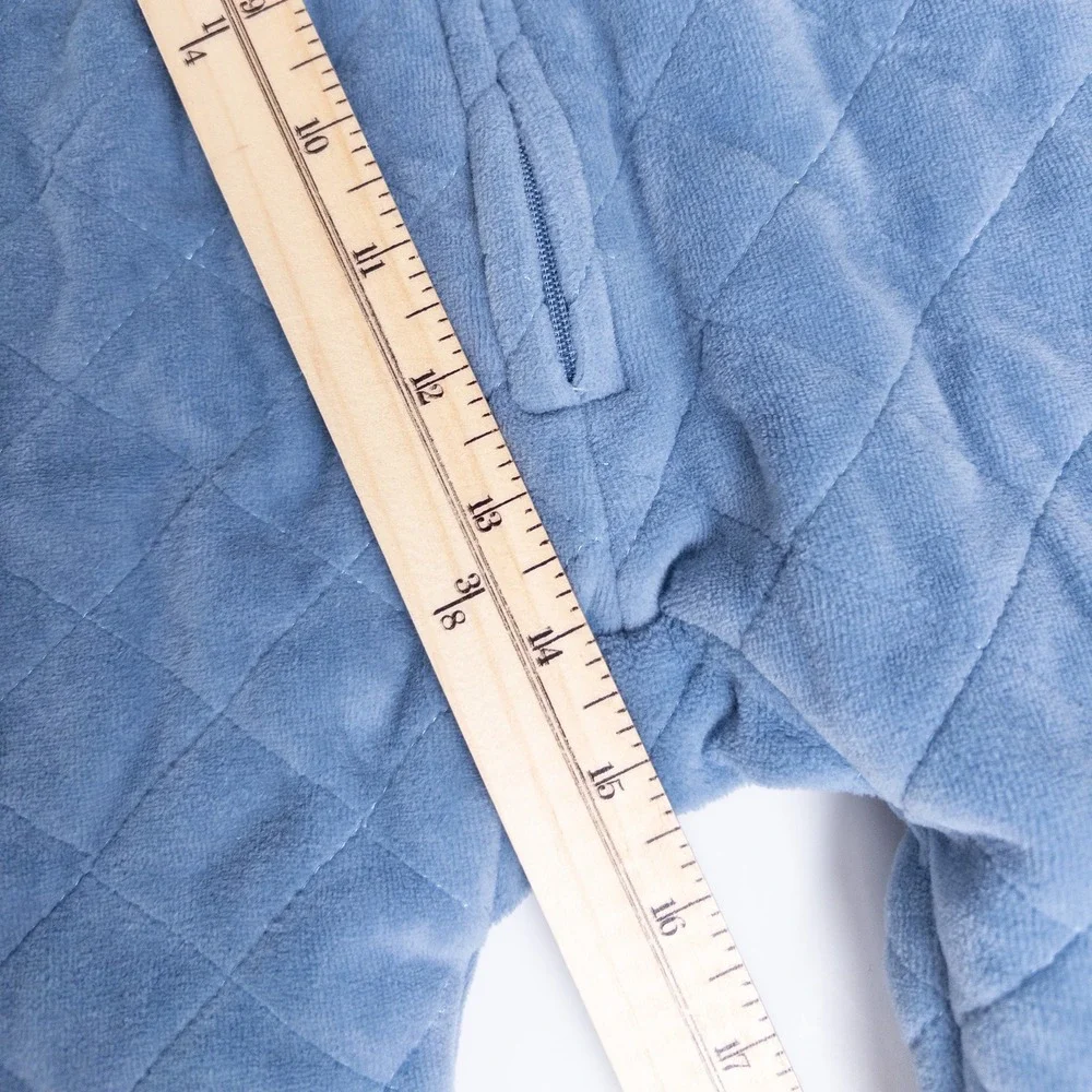 Laura Ashley Pram Suit Baby‎ 6-9M Blue Quilted Velour Nautical Hooded Outerwear